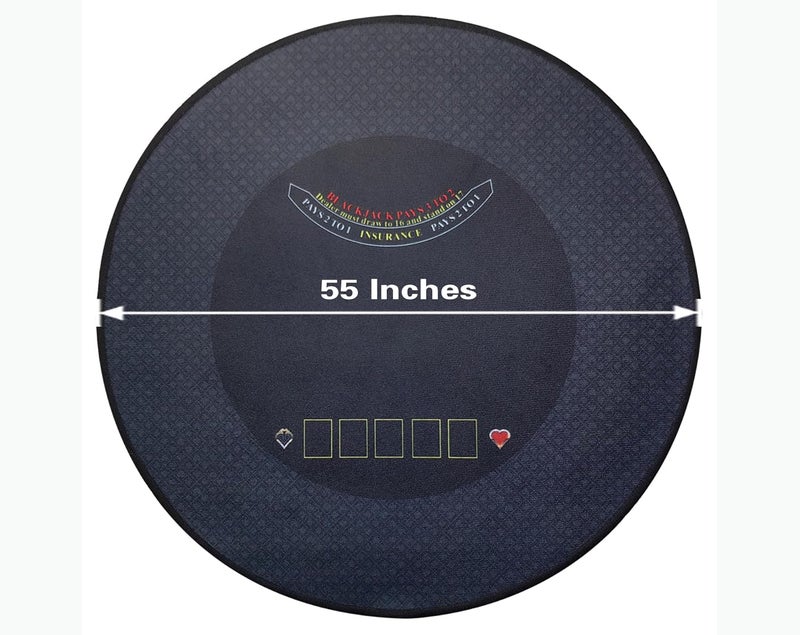 BALIKEN طاولة تكساس هولدم وبلاك جاك 55'' x 55''، قابلة للطي ومحمولة، تصميم تكساس هولدم وبلاك جاك، سجادة ألعاب البوكر - Image 2